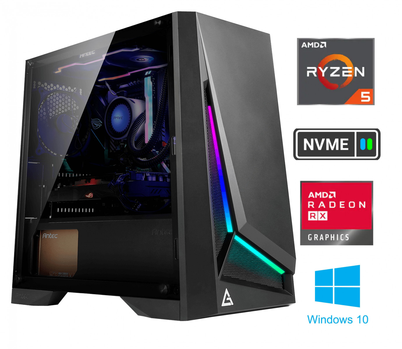 Gamer Ryzen 5 4600G 8GB 1TB SSD NVME RX6600 Windows 10 Stacionārais dators