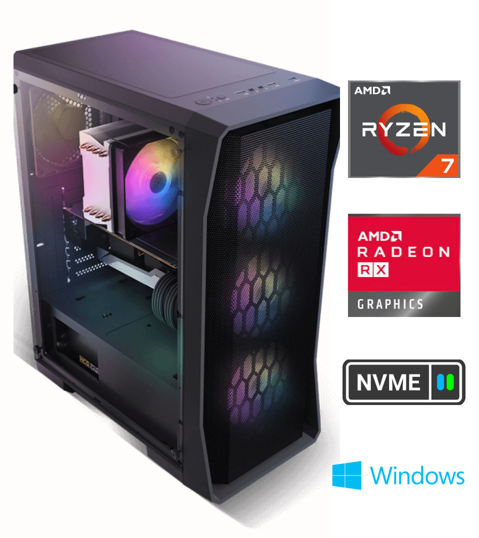 Gamer Ryzen 7 7700X 8GB 512GB SSD RX6600 Windows 10 Stacionārais dators