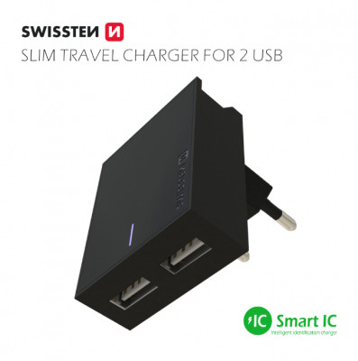 Swissten Premium Tīkla Lādētājs USB 3А / 15W Melns Perifērija