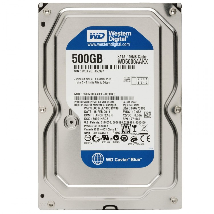 HDD 500GB SATA2 (Garantija 2 gadi) Refurbished cietais disks