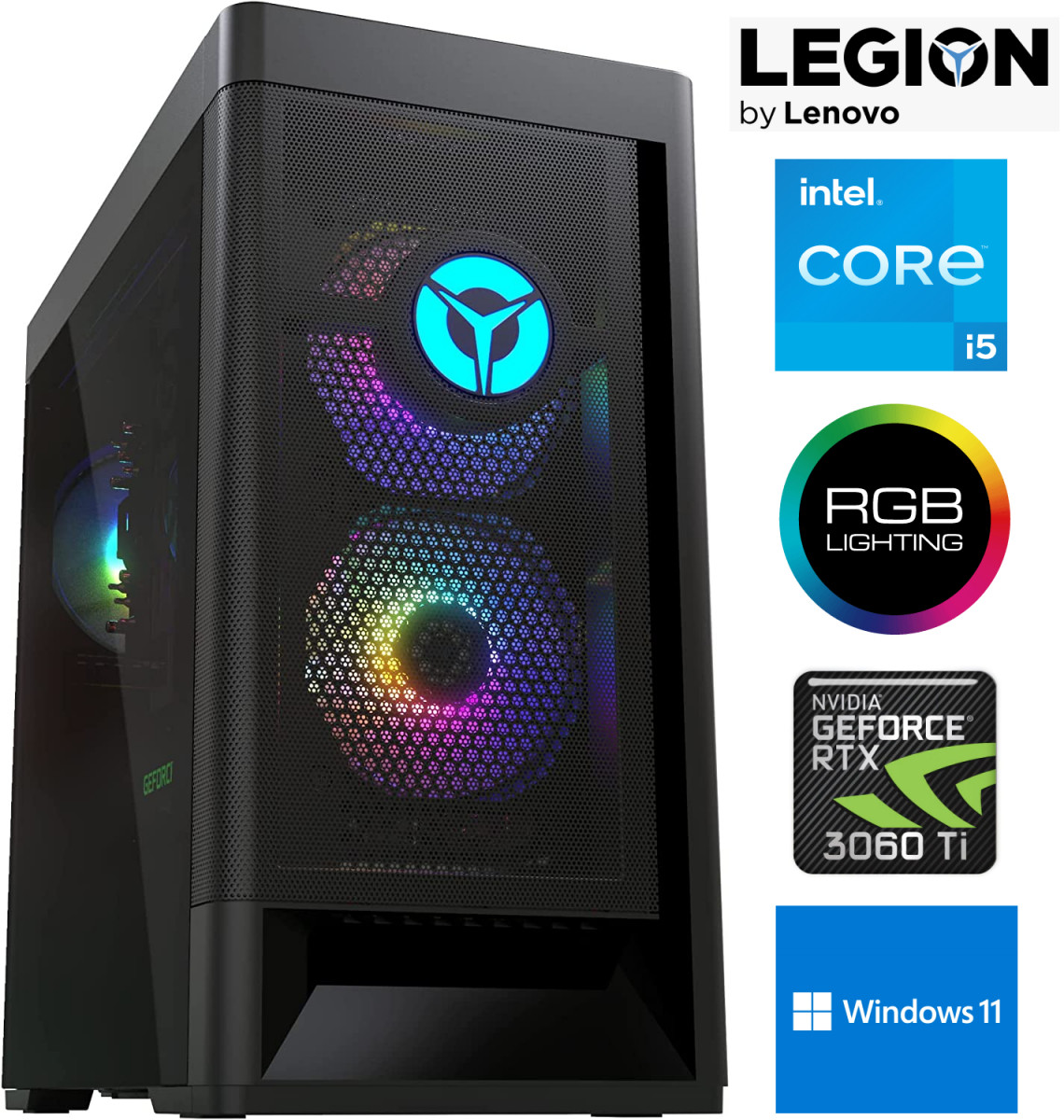 Lenovo Legion T5 i5-11400F 8GB 512GB SSD 1TB HDD RTX 3060Ti Windows 11 Stacionārais dators
