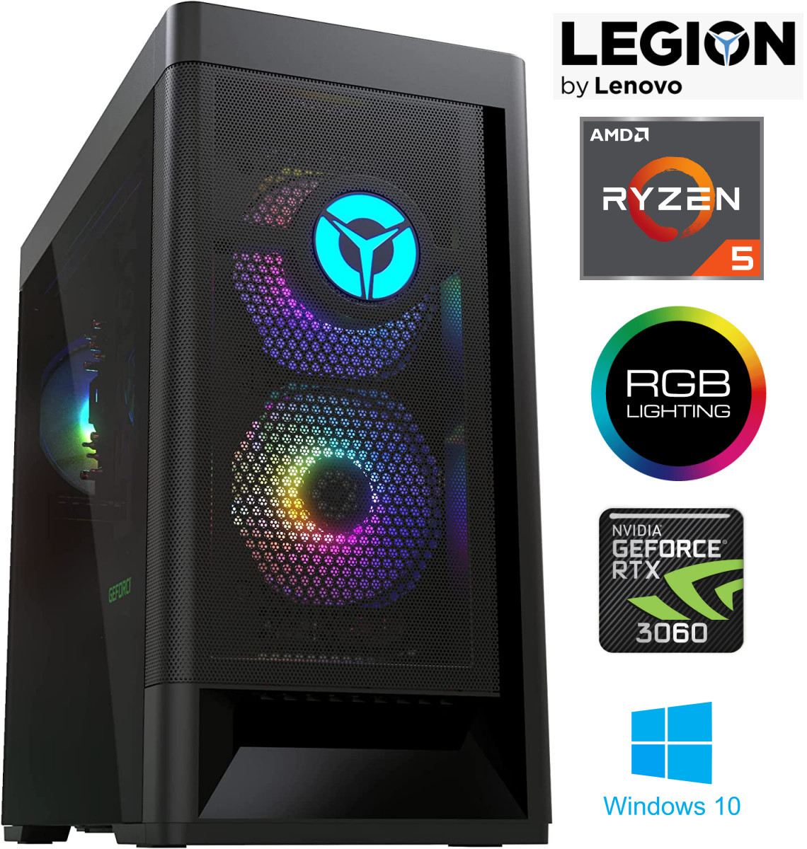 Legion T5 MT Ryzen 5 5600G 16GB 512GB SSD RTX 3060 12GB Windows 10 26AMR5 Stacionārais dators