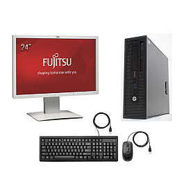 Kompletks HP ProDesk 600 G1 i5-4570 4GB 960GB SSD Windows 10 Professional + Fujitsu B24W-6 + Klaviatūra un pele Datora Komplekts