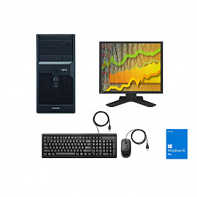 Komplekts Fujitsu P2560 E7400 4GB 500GB DVD Win 10 Pro + 19" Eizo monitors+mouse+keyboard Datora Komplekts